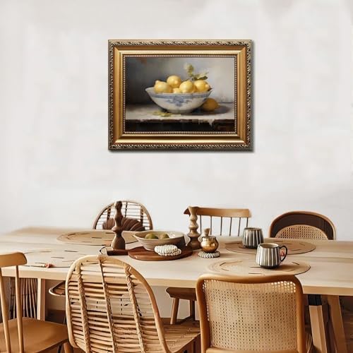 uniro Vintage Gold Framed Wall Art, Vintage Lemons Still Life Canvas Art Prints - Image 5