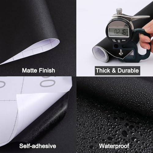 15.7" x 591" Black Wallpaper Black Contact Paper Waterproof Peel and Stick Self - Image 2