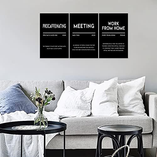 3 Piece Inspirational Canvas Wall Art, Quotes "Procaffeinating - Image 2
