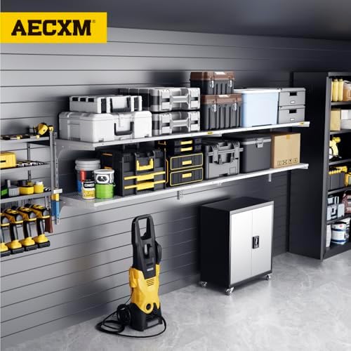 Aecxm 2-Pack 2 Tier 1.3x4ft Garage Shelving Wall Mounted, 520lbs Load - Image 2