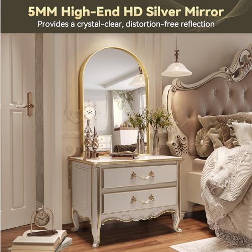 Brightify Gold Arched Mirror, 24 x 32 Inch Arch Wall Mirror, Brass Metal Frame - Image 4