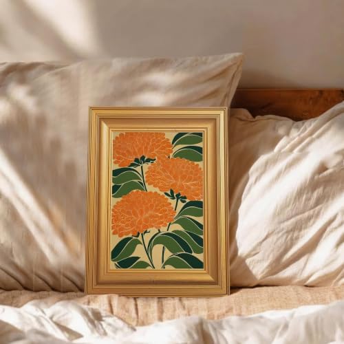 EJPFOGV Art Nouveau Orange Flower Botanical Framed Canvas Wall Art 8x10 in - Image 3