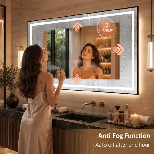 48''x30'' Backlit Mirror + Front Lit Bathroom Wall Rectangular - Image 5