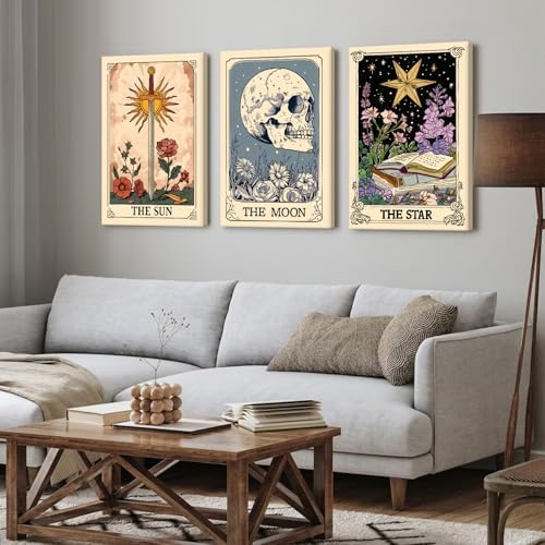 Tarot Card Wall Art Sun Moon Canvas Wall Decor Mystical Astrology Wall Art Boho - Image 6