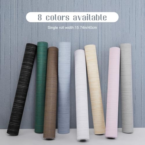 Light Blue Grasscloth Peel and Stick Wallpaper Vintage Texture Removable - Image 2