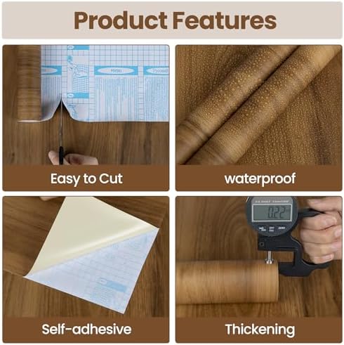 Wood Grain Contact Paper Peel and Stick Walnut Wallpaper Thicken Vintage - Image 2