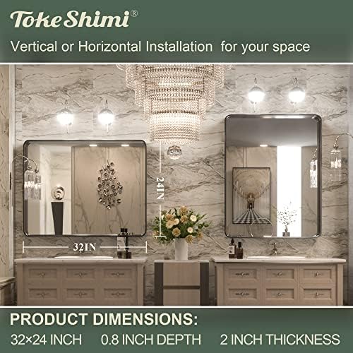 TokeShimi 24 x 32 Inch Black Mirror Wall Mirror - Image 4