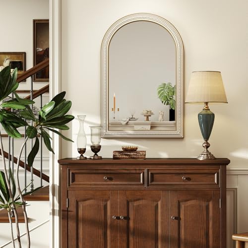 36x24 Inch Wooden Arched Mirror, Rustic Farmhouse Mirrors - Image 5