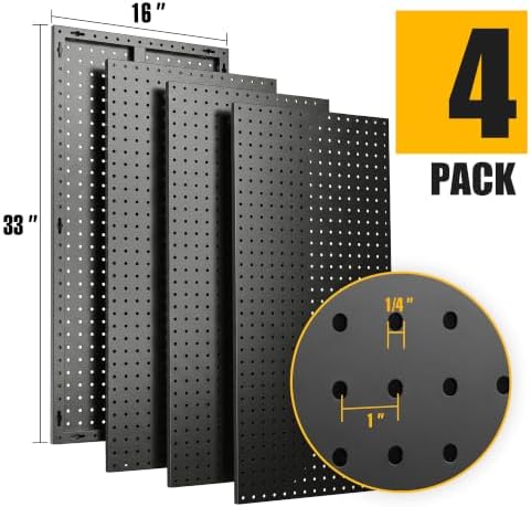 4 Pcs Metal Pegboard Panels 16x33in - Image 3
