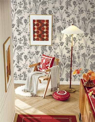 Dimoon 236"x17.3" Floral Peel and Stick Wallpaper Beige Contact Paper - Image 6