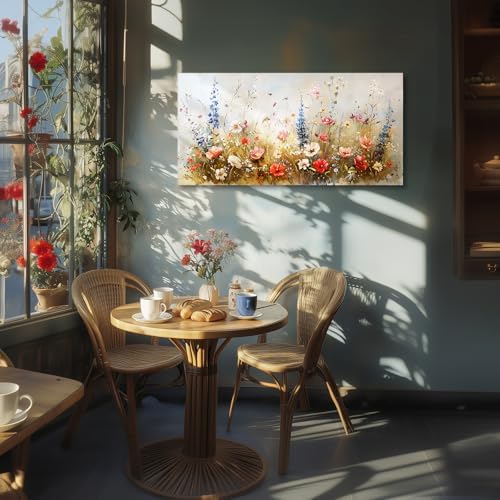 SERIMINO Spring Wildflower Wall Decor, Flower Market Artwork 24X48 Inch - Image 3