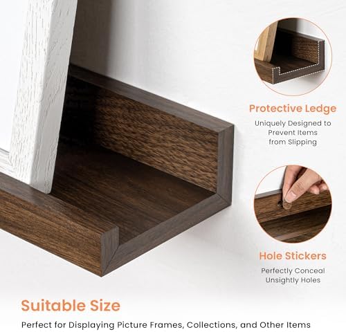 RICHFOCUS Picture Ledge Shelf, 55 inch Floating Shelves Set of 2, Wood Wall - Image 4