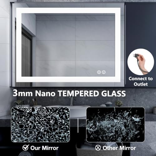 DUMOS 36.1"x48.1" LED Bathroom Mirror, Bathroom Vanity Mirror - Image 6