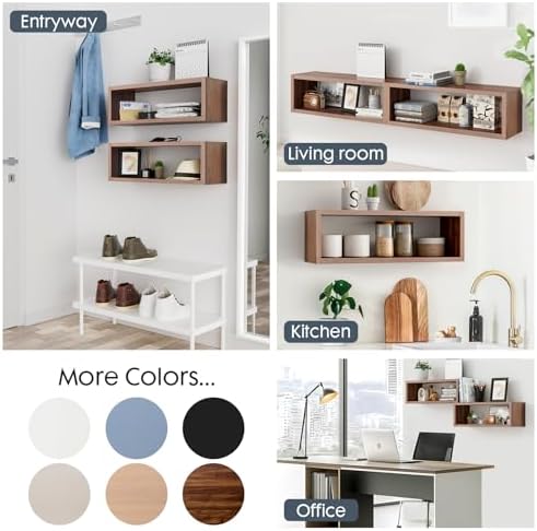 Kaboon 24in Floating Cube Shelves Set of 2, Display Shelves Wall Mount - Image 5