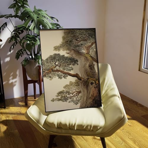 Vintage Japanese Pine Tree Black Framed Wall Art Oriental Asian Tree Canvas - Image 6