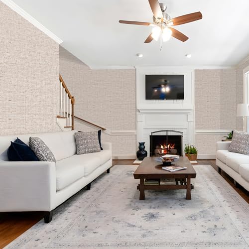 Fabric Wallpaper Textured Contact Paper Grasscloth Wallpaper 15.75"x590.6" - Image 3