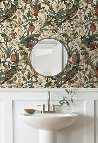Erfoni Bird Floral Peel and Stick Wallpaper Vintage Contact Paper - Image 5