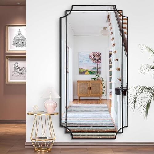 HQiJun Black lver Mirror for Wall, Polished Bevelled Rectangle, Modern - Image 6