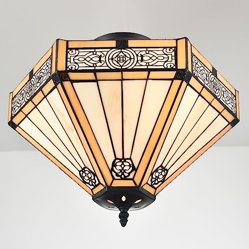 SAMTEEN Tiffany Style Semi Flush Mount Light - Image 5