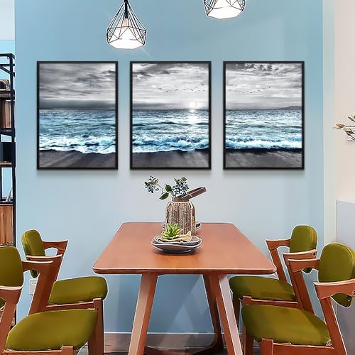 Black Framed Wall Decorations For Living Room Large size 3 Piece Framed Canvas - Image 5