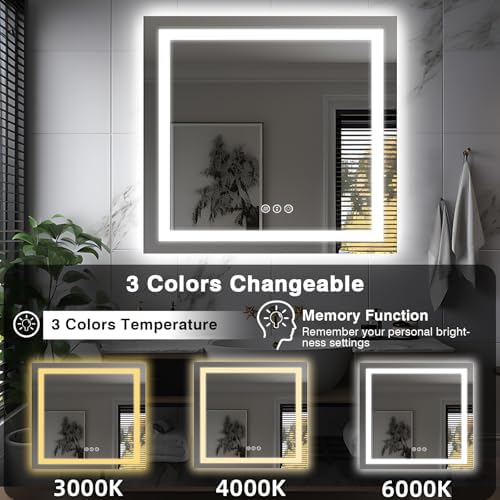 EchosLife 36"x36" Square LED Bathroom Mirror - Image 4