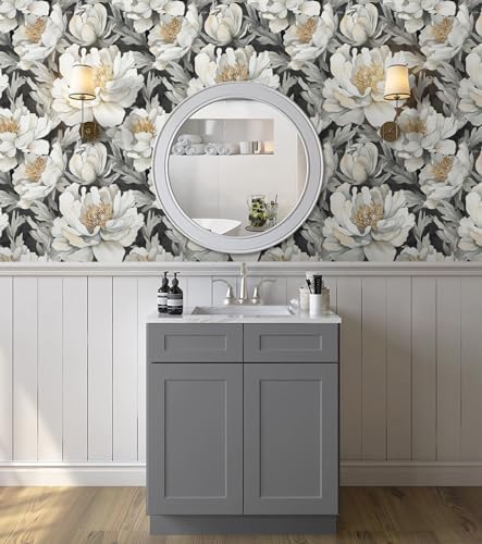 Safiyya Peel and Stick Wallpaper Black and White Floral Contact Paper Peel and - Image 2
