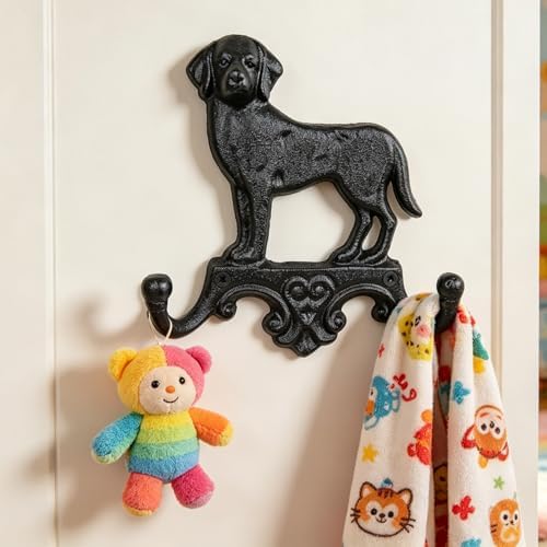 Earl Diamond Heavy Duty Cast Iron Vintage Dog Wall Hooks, Wall Mount 2 Pack - Image 7