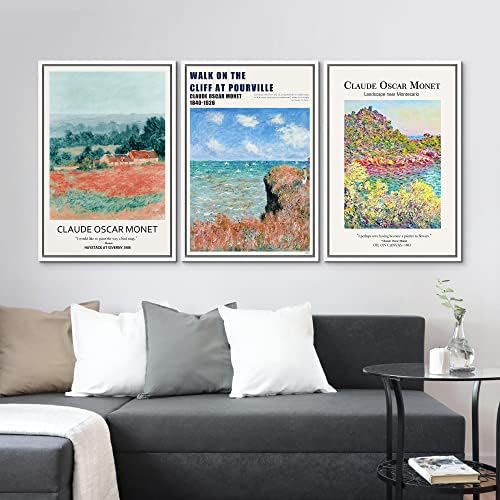 MUDECOR Framed Wall Art Print Set Walk on The Cliff at Pourville by Claude - Image 3