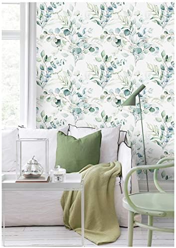 HAOKHOME Green Peel and Stick Wallpaper Bathroom Botanical 17.3in x 19.6ft - Image 4