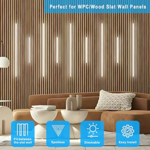 LED Wall Panel Lights, Wood Slat Wall Panel LED Strip Light, 3000K Touchable - Image 2