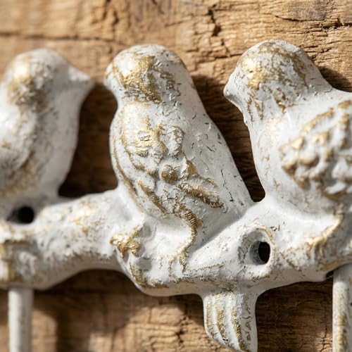 Vintage Cast Iron Bird Wall Hook White & Gold - Image 4