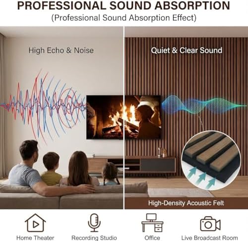 HAMACOUST 4-Piece Wood Panels for Wall, 94.5" × 11" Soundproof Wood Slat Wall - Image 3