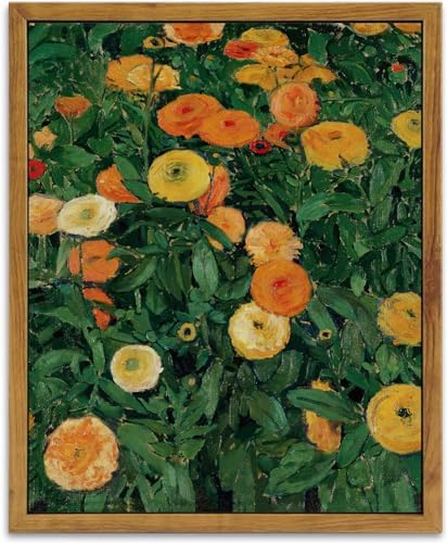 KBKBART Framed Canvas Wall Art, Colorful Marigold Flowers Painting Picture by KBKBART
