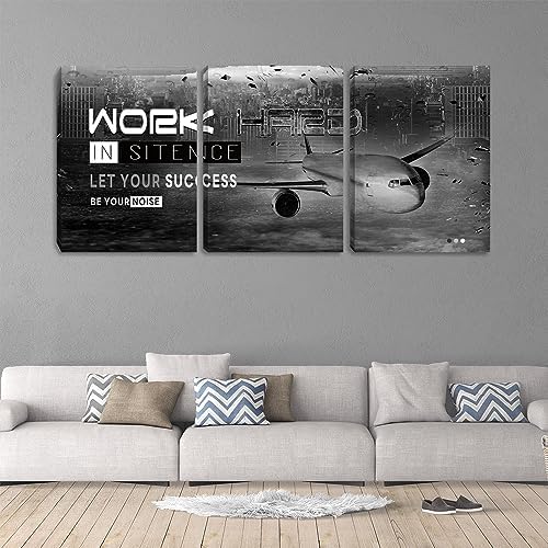Motivational Framed Canvas Wall Art Success Quote Office Wall Art Black - Image 3