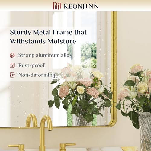 Keonjinn 24 x 30 Inch Gold Bathroom Mirrors - Image 6