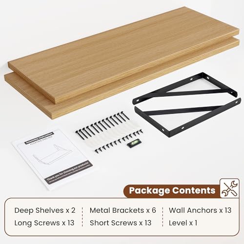 Deep Wall Shelves 40"W x 12"D Engineered Wood Floating Shelves - Image 5