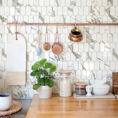 Vamos Tile Long Hexagon Peel and Stick Backsplash Tile - Image 2