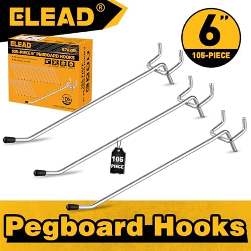 ELEAD 105-Piece 6 Inch Pegboard Hooks, Heavy Duty Peg Board Organizer - Image 2