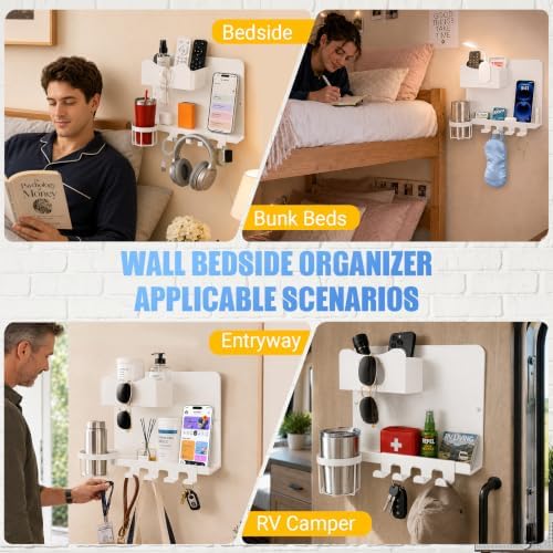 Metal Bedside Wall Shelf, No Drill Floating Bedside Shelf Wall Organizer - Image 6