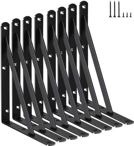 8 Pack L8 x H 6" Black Heavy Duty Shelf Brackets by MHMYDZ