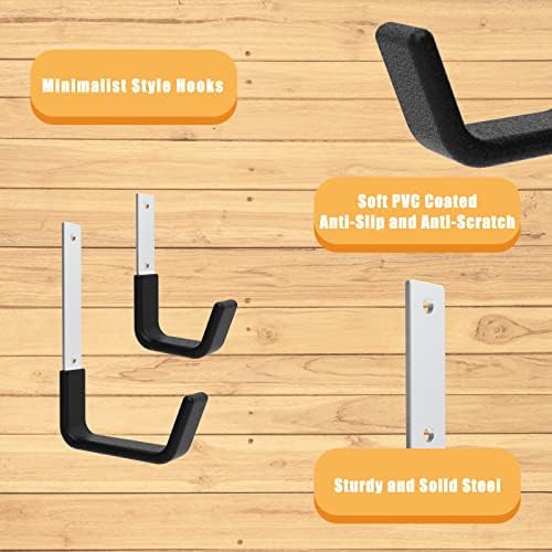 Heavy Duty Garage Utility Hooks, Wall Mount Ladder Hangers, 2S 2M - Image 3