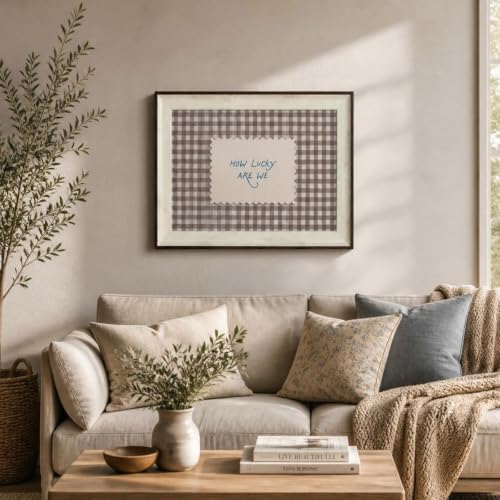 razliubit How Lucky Are We Wall Art, Framed Gingham Canvas Print, 10x12 Inch - Image 6