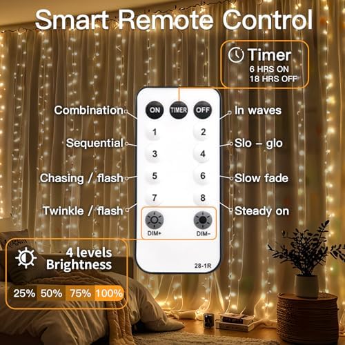 suddus 300 LED Curtain Lights Warm White 2PACK - Image 5