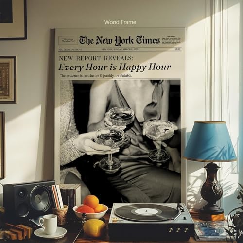 Retro Black and White Newspaper Wall Art 20x30inch Wooden Framed Every Hour Is - Image 4