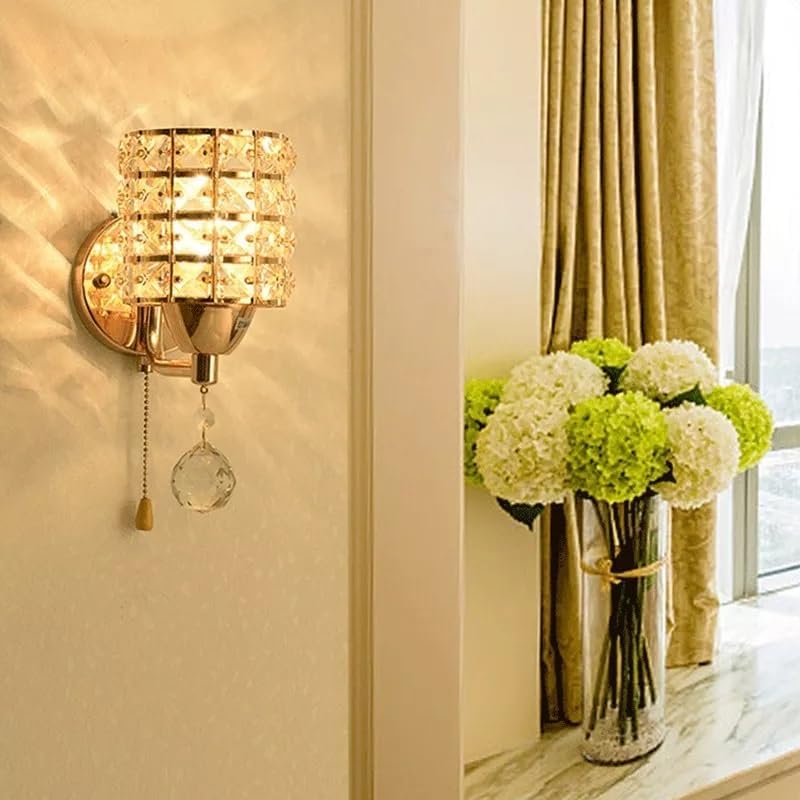 Modern Luxury Gold Crystal Wall Sconces Set of 2, Hardwired Lights Standard E26 - Image 4