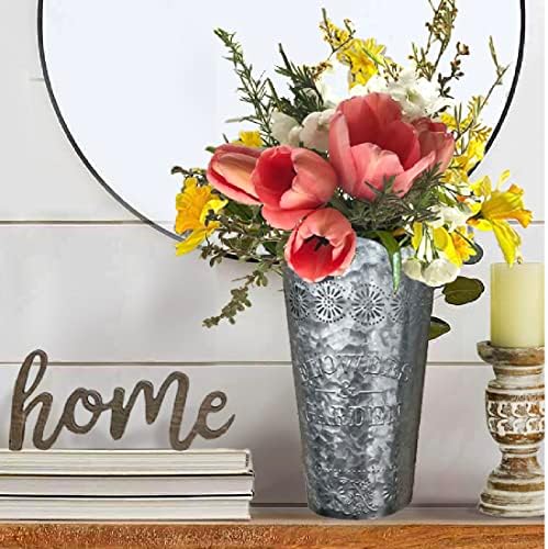 Lily's Home Set of 2 Rustic Farmhouse Galvanized Metal Wall Planters, - Image 6