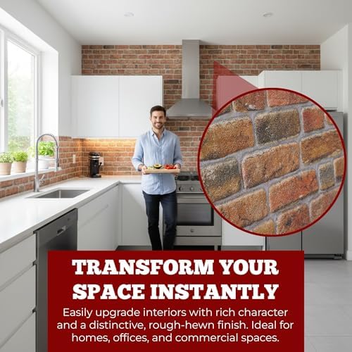 K&B Panels 3D Wall Panels, Rustic Brick Effect Styrofoam Wall Panelling Kit - Image 2
