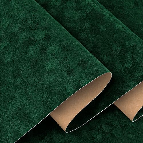 Stickyart Luxury Emerald Green Velvet Peel and Stick Wallpaper Vintage Self by Stickyart