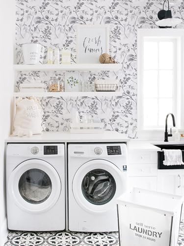 Orainege Peel and Stick Wallpaper Gray Floral Wallpaper Self Adhesive - Image 5
