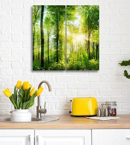 Forest Canvas Wall Art, 24x24 Tree Landscape Picture 2 Piece Set - Image 2